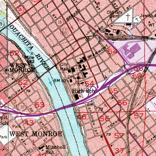 Topographic Map of Saint Francis Sanitarium (historical), LA