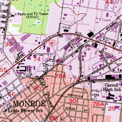 Topographic Map of Saint John Baptist Church, LA