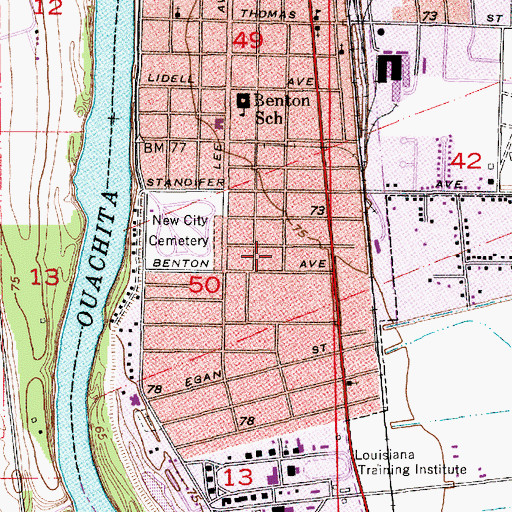 Topographic Map of Saint Josephs School, LA
