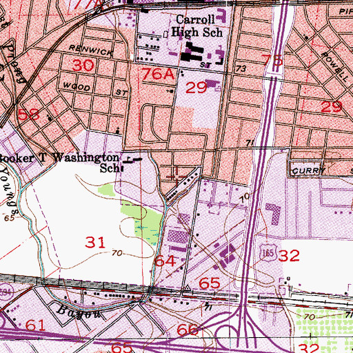 Topographic Map of Saint Paul Baptist Church, LA