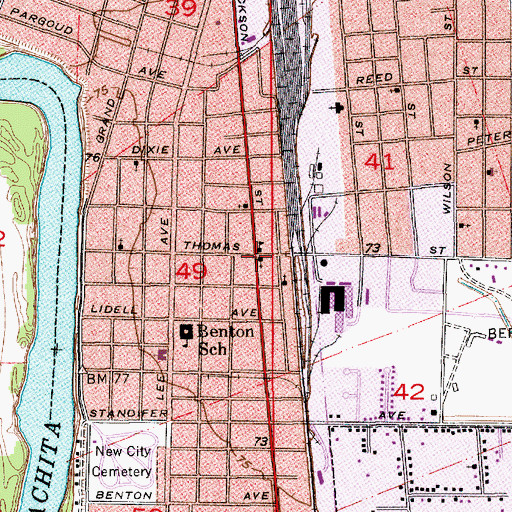 Topographic Map of Saint Paul United Methodist Church, LA