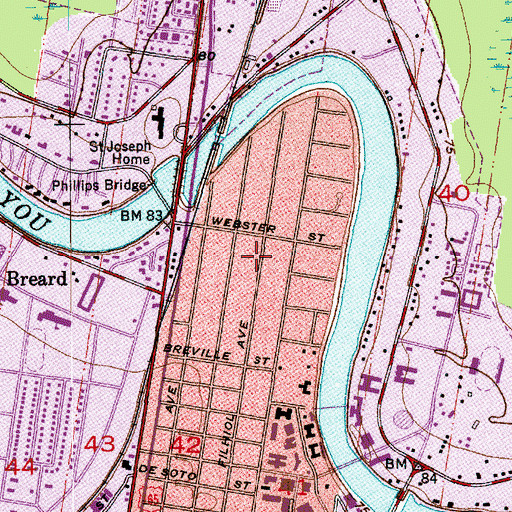 Topographic Map of Saint Thomas Episcopal Church, LA