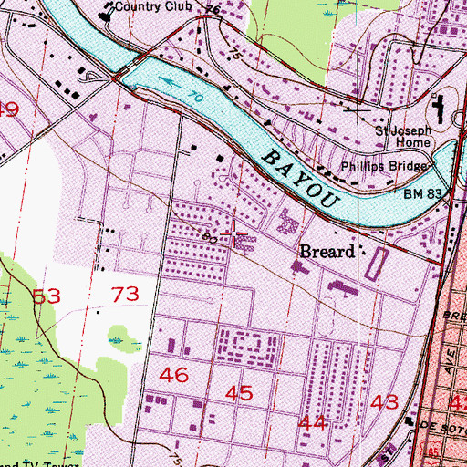 Topographic Map of Sallie Humble Elementary School, LA