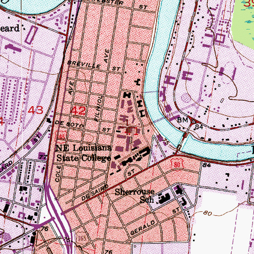 Topographic Map of Sandel Library, LA