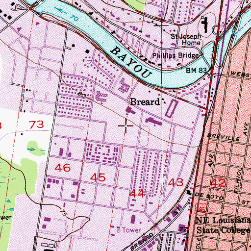 Topographic Map of Saul Alder Recreation Area, LA