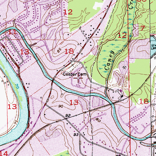 Topographic Map of Shenandoah, LA