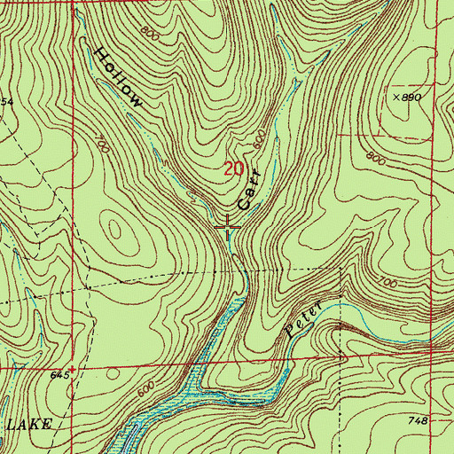 Topographic Map of Simmons Hollow, AR
