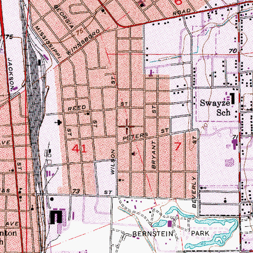 Topographic Map of Solomon Temple Baptist Church, LA