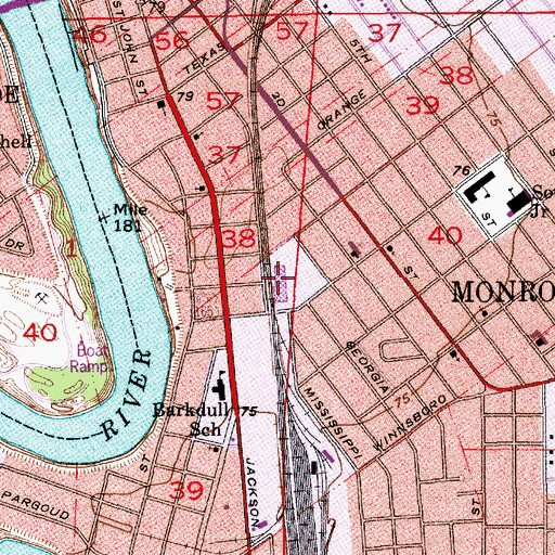 Topographic Map of Southside Shopping Center, LA