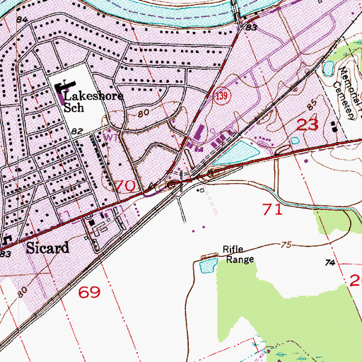 Topographic Map of Spanish City, LA