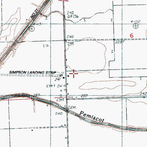 Topographic Map of Simmons Plantation, AR