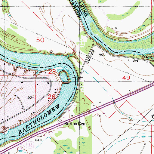 Topographic Map of Stevens Landing, LA