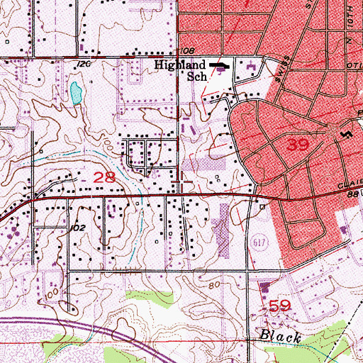 Topographic Map of Sunshine Heights Shopping Center, LA