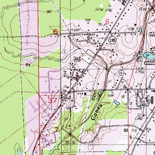 Topographic Map of Swartz Annex School, LA