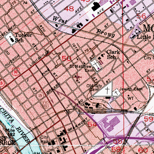 Topographic Map of Tabernacle Baptist Church, LA