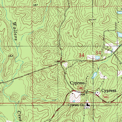 Topographic Map of Tama, LA