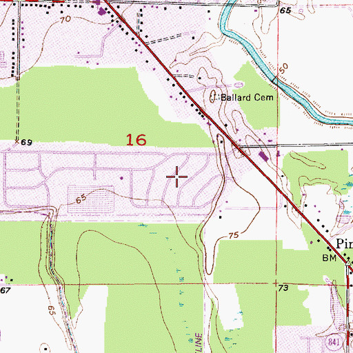 Topographic Map of Tanglewood, LA