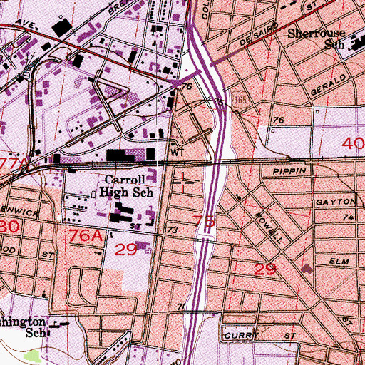 Topographic Map of Tried Stone Baptist Church, LA