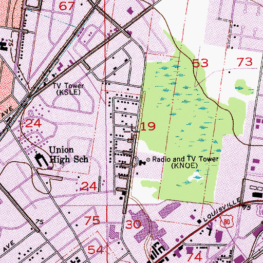 Topographic Map of Trinity Lutheran Church, LA