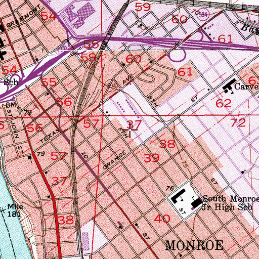Topographic Map of Triumph Baptist Church, LA