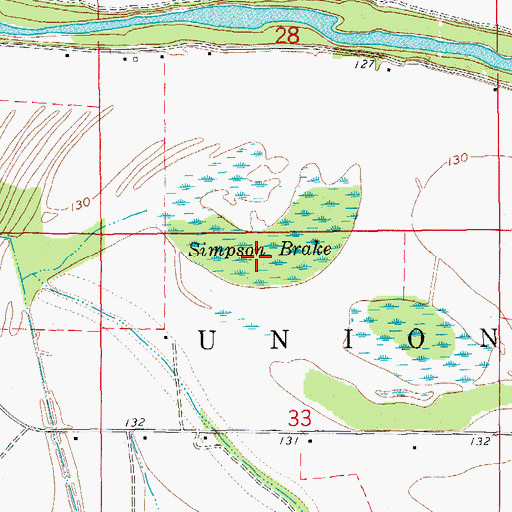 Topographic Map of Simpson Brake, AR