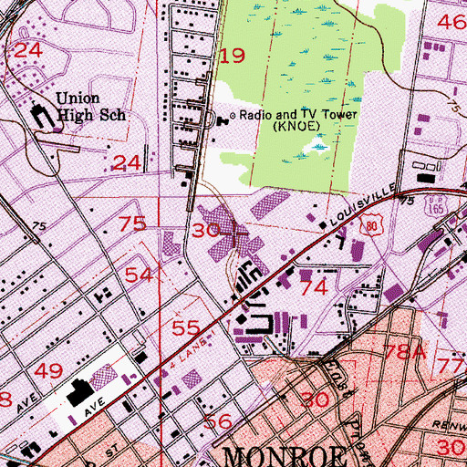 Topographic Map of Twin City Shopping Center, LA