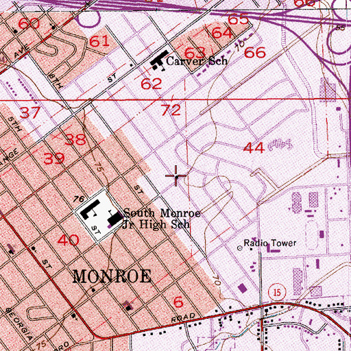 Topographic Map of Victory Baptist Church, LA