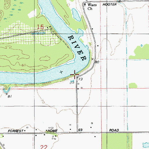 Topographic Map of Waco Landing, LA