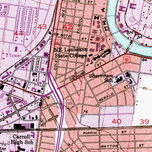 Topographic Map of University Church of Christ, LA