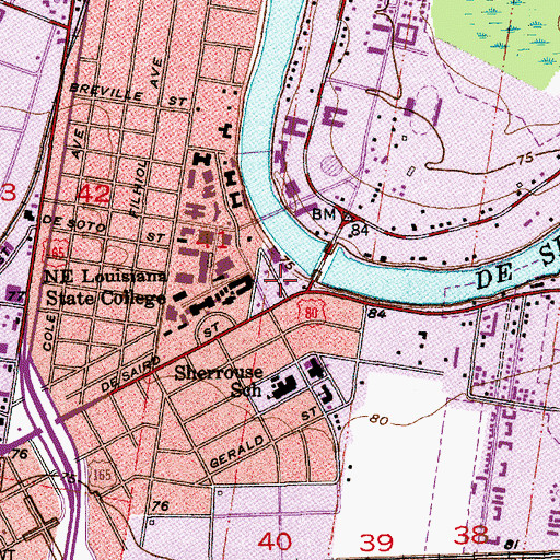 Topographic Map of Wesley Foundation, LA