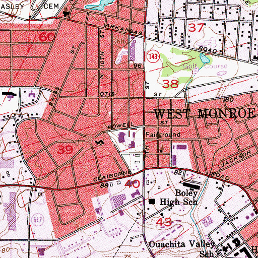 Topographic Map of West Monroe City Hall, LA