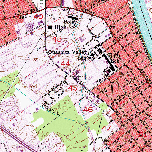 Topographic Map of Ouachita Parish Alternative Center School, LA
