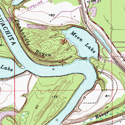 Topographic Map of White Landing, LA