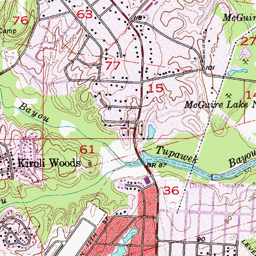 Topographic Map of Whites Ferry Road Church of Christ, LA