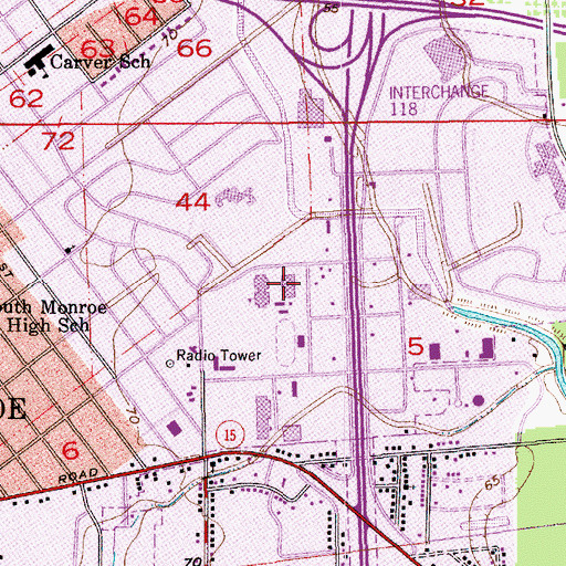Topographic Map of Wossman High School, LA