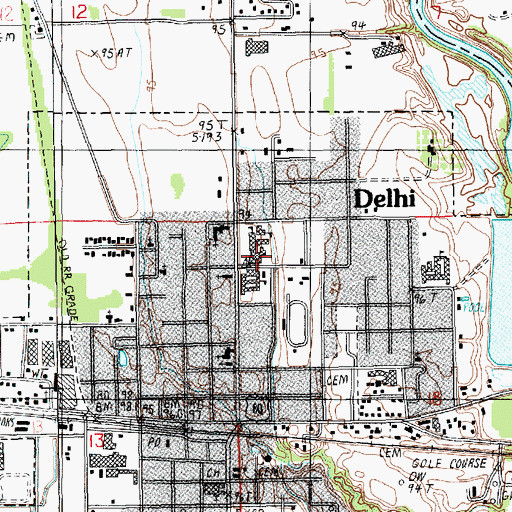 Topographic Map of Delhi High School, LA
