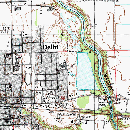 Topographic Map of Delhi Middle School, LA