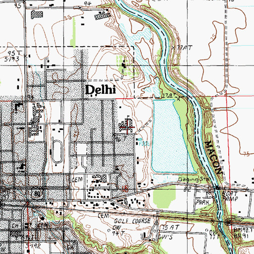 Topographic Map of Delhi Elementary School, LA