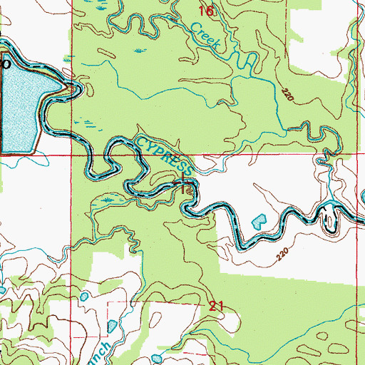 Topographic Map of Sims Branch, AR