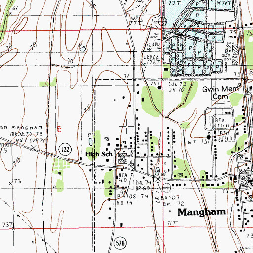 Topographic Map of Mangham Elementary School, LA