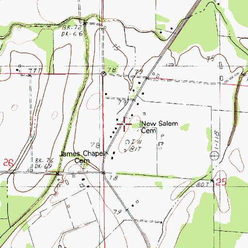 Topographic Map of New Salem Church (historical), LA