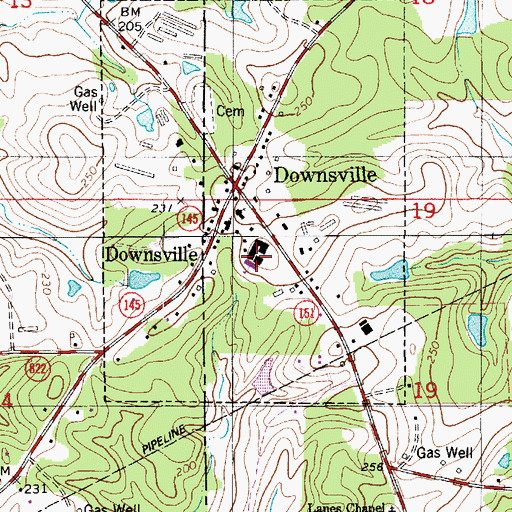 Topographic Map of Downsville High School, LA