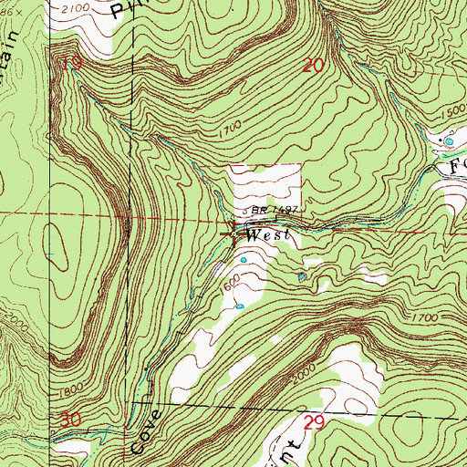 Topographic Map of Sims Cove, AR