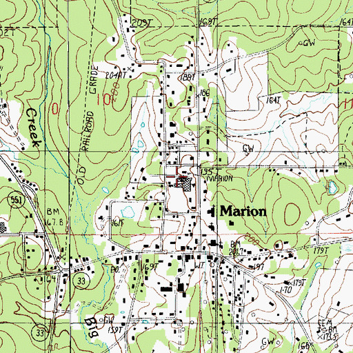 Topographic Map of Linville High School (historical), LA