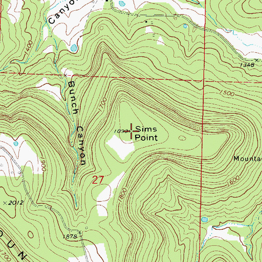 Topographic Map of Sims Point, AR