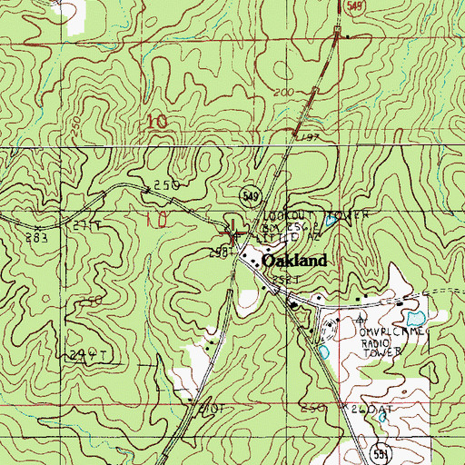 Topographic Map of Oakland Lookout Tower, LA