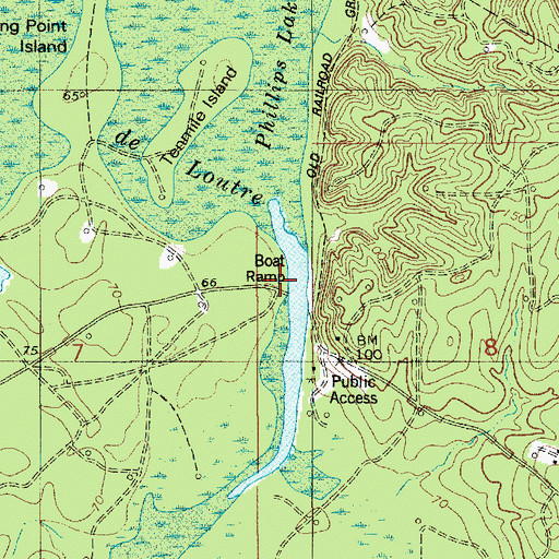 Topographic Map of Phillips Ferry, LA