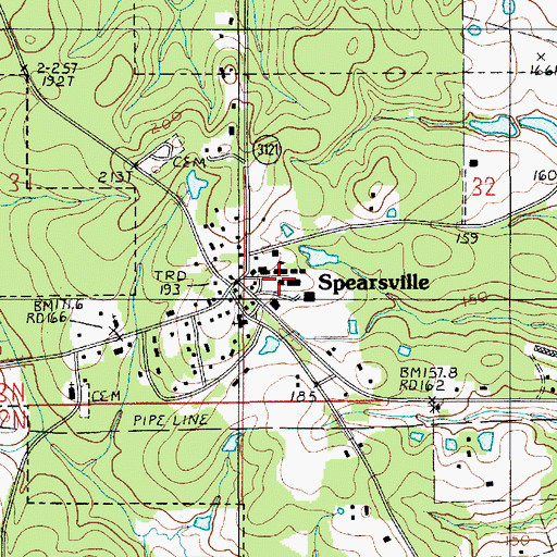 Topographic Map of Spearsville High School, LA