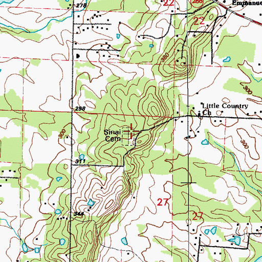 Topographic Map of Sinai Cemetery, AR
