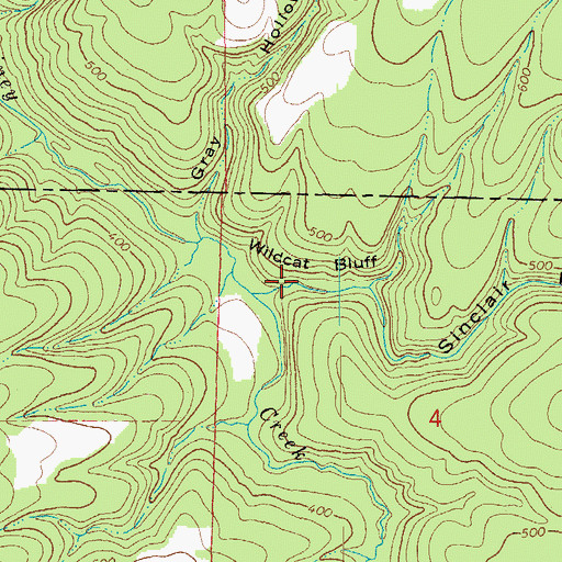 Topographic Map of Sinclair Hollow, AR